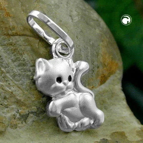 Anhänger 10x6mm Katze matt-glänzend Silber 925-Kinder-Anhänger Silber-Schmuckhoelle.com