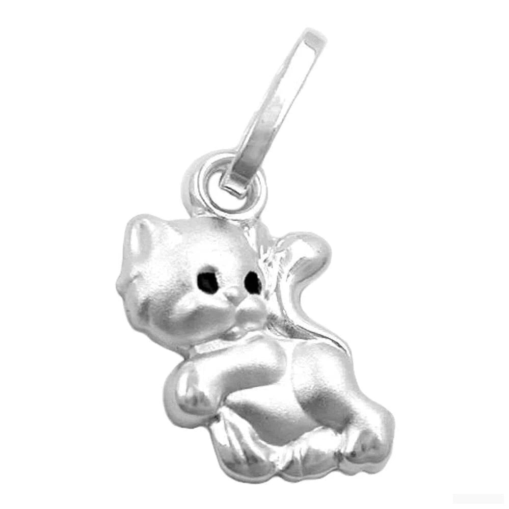 Anhänger 10x6mm Katze matt-glänzend Silber 925-Kinder-Anhänger Silber-Schmuckhoelle.com