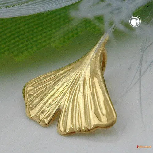 Anhänger 12mm Ginkgoblatt glänzend 9Kt GOLD-Anhänger Sonstige GOLD-Schmuckhoelle.com