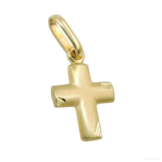 Anhänger 12x10mm Kreuz matt-diamantiert 9Kt GOLD-Kreuzanhänger GOLD-Schmuckhoelle.com