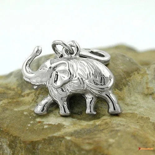 Anhänger 12x16mm Charm Elefant rhodiniert Silber 925-Charms Anhänger Silber-Schmuckhoelle.com