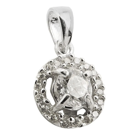 Anhänger 14mm Blume mit Zirkonias glänzend rhodiniert Silber 925-Anhänger Zirkonia weiß Silber-Schmuckhoelle.com