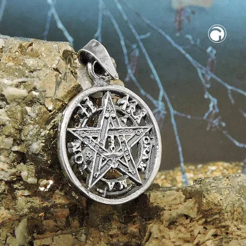 Anhänger 15mm Pentagramm Amulett geschwärzt Silber 925-Religiöse Anhänger Silber-Schmuckhoelle.com