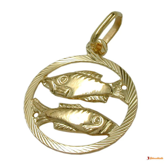 Anhänger 15mm Sternzeichen Fische 9Kt GOLD-Anhänger Sternzeichen GOLD-Schmuckhoelle.com