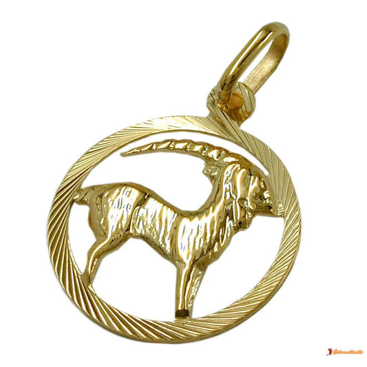 Anhänger 15mm Sternzeichen Steinbock 9Kt GOLD-Anhänger Sternzeichen GOLD-Schmuckhoelle.com