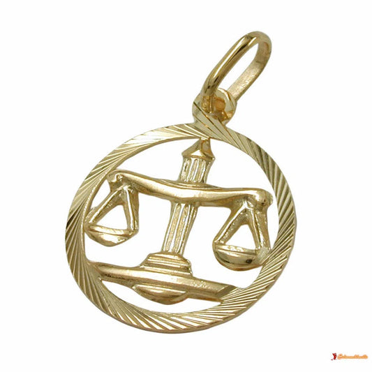 Anhänger 15mm Sternzeichen Waage 9Kt GOLD-Anhänger Sternzeichen GOLD-Schmuckhoelle.com