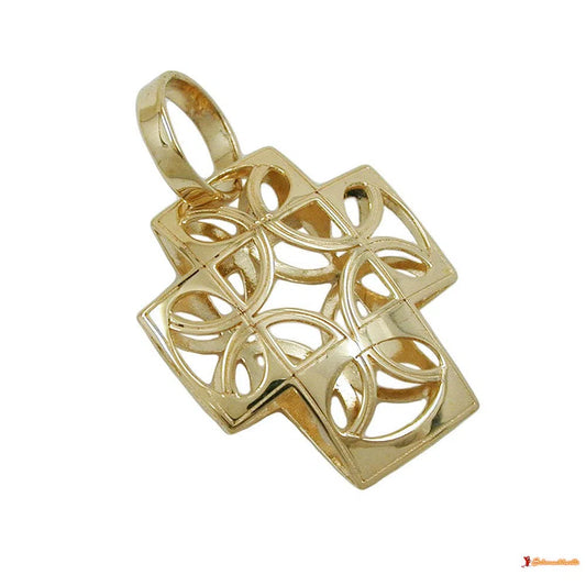 Anhänger 15x12mm Kreuz filigran Halbkreise Rückseite bicolor 9Kt GOLD-Kreuzanhänger GOLD-Schmuckhoelle.com