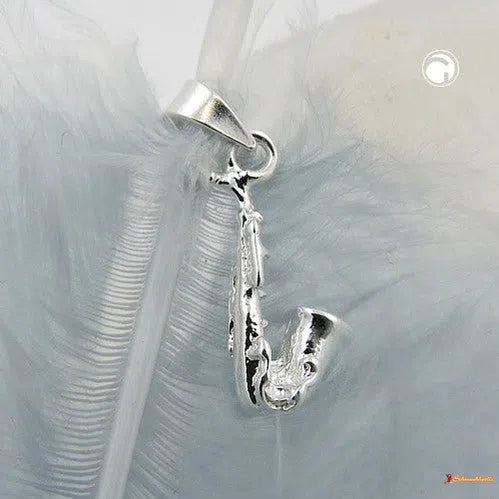 Anhänger 16x6mm Blasinstrument Saxofon Silber 925-Anhänger ohne Stein Silber-Schmuckhoelle.com