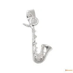 Anhänger 16x6mm Blasinstrument Saxofon Silber 925-Anhänger ohne Stein Silber-Schmuckhoelle.com