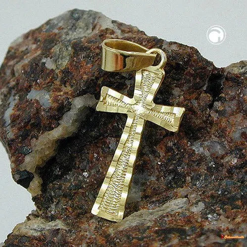 Anhänger 16x8mm Kreuz diamantiert 9Kt GOLD-Kreuzanhänger GOLD-Schmuckhoelle.com