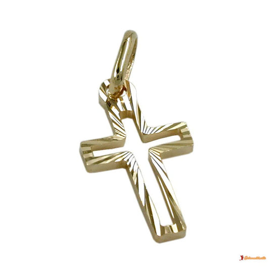 Anhänger 16x9mm Kreuz diamantiert 14Kt GOLD-Kreuzanhänger GOLD-Schmuckhoelle.com