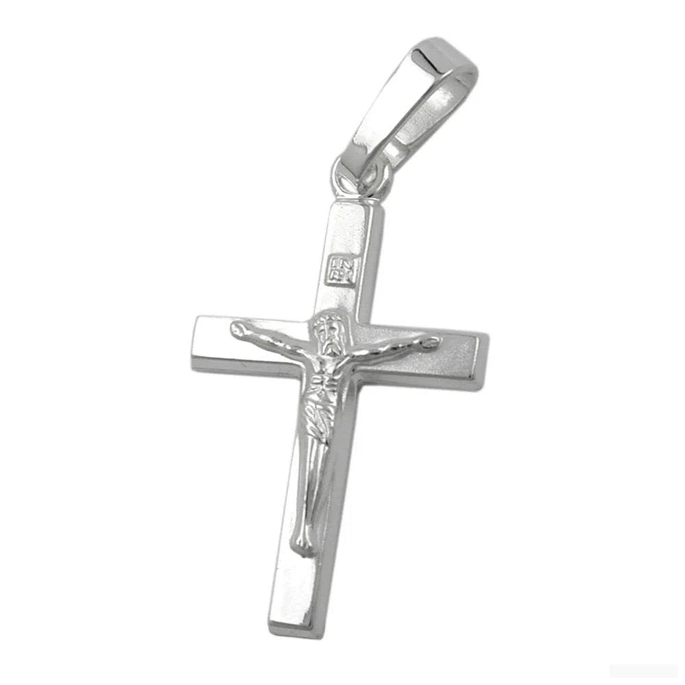 Anhänger 17x11mm Kreuz mit Jesus glänzend Silber 925-Kreuz-Anhänger Silber-Schmuckhoelle.com