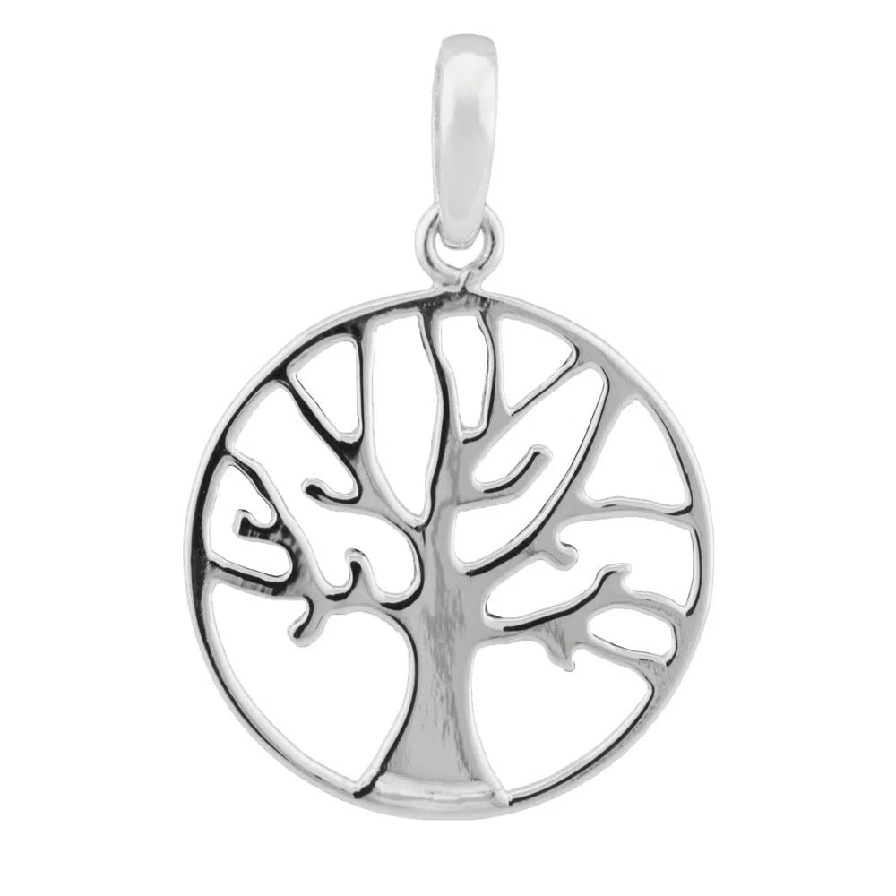 Anhänger 18mm Baum des Lebens kreisrund glänzend Silber 925-Anhänger ohne Stein Silber-Schmuckhoelle.com