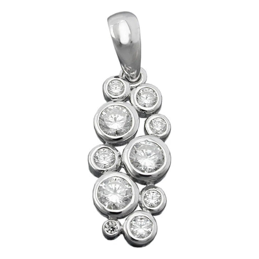 Anhänger 18x8mm Traube mit Zirkonias glänzend rhodiniert Silber 925-Anhänger Zirkonia weiß Silber-Schmuckhoelle.com