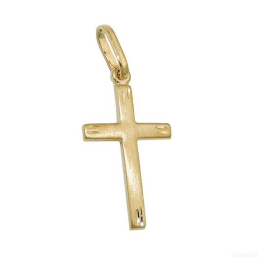 Anhänger 20x13mm Kreuz matt-diamantiert 9Kt GOLD-Kreuzanhänger GOLD-Schmuckhoelle.com