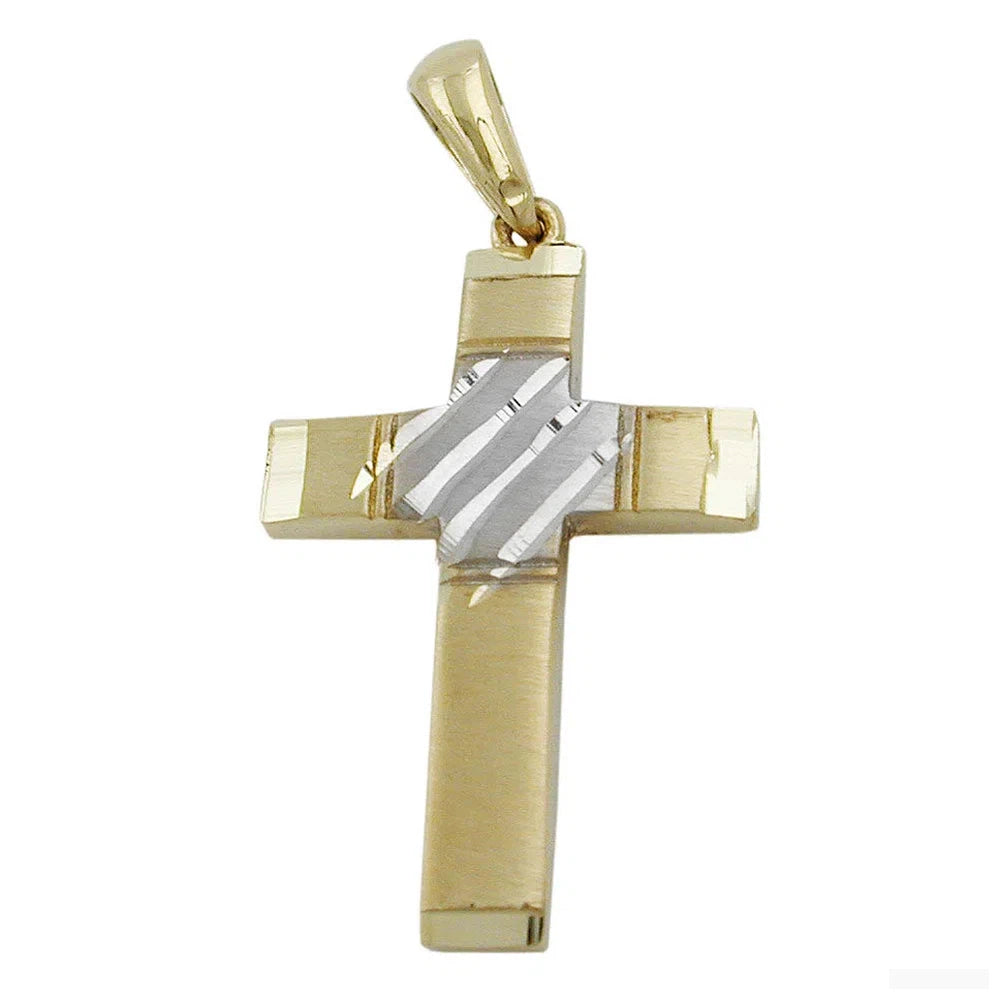 Anhänger 20x14mm Kreuz bicolor 9Kt GOLD-Kreuzanhänger GOLD-Schmuckhoelle.com