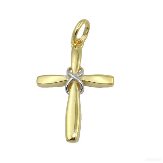 Anhänger 20x14mm Kreuz bicolor glänzend 9Kt GOLD-Kreuzanhänger GOLD-Schmuckhoelle.com