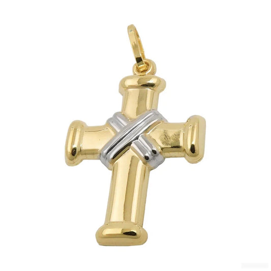 Anhänger 20x15mm Kreuz bicolor 9Kt GOLD-Kreuzanhänger GOLD-Schmuckhoelle.com