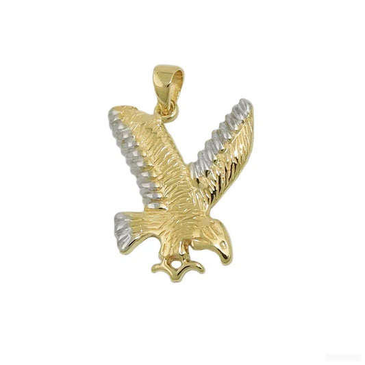 Anhänger 20x16mm Adler bicolor rhodiniert glänzend 9Kt GOLD-Tieranhänger GOLD-Schmuckhoelle.com