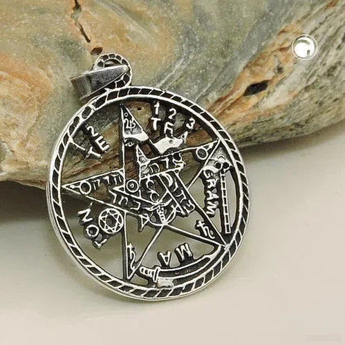 Anhänger 21mm Pentagramm Amulett geschwärzt Silber 925-Religiöse Anhänger Silber-Schmuckhoelle.com