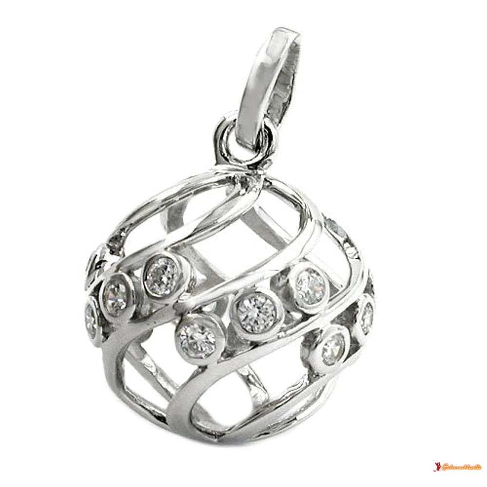 Anhänger 22mm Kugel Zirkonia Silber 925-Anhänger Zirkonia weiß Silber-Schmuckhoelle.com