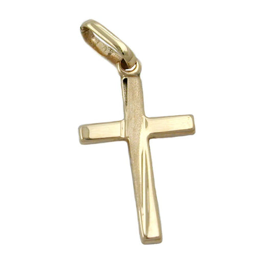 Anhänger 22x13mm Kreuz matt-glänzend 9Kt GOLD-Kreuzanhänger GOLD-Schmuckhoelle.com