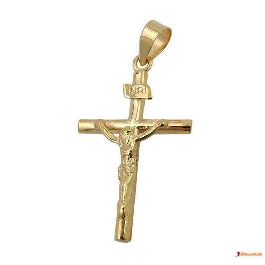 Anhänger 24x14mm Kreuz mit Jesus glänzend 9Kt-Kreuzanhänger GOLD-Schmuckhoelle.com