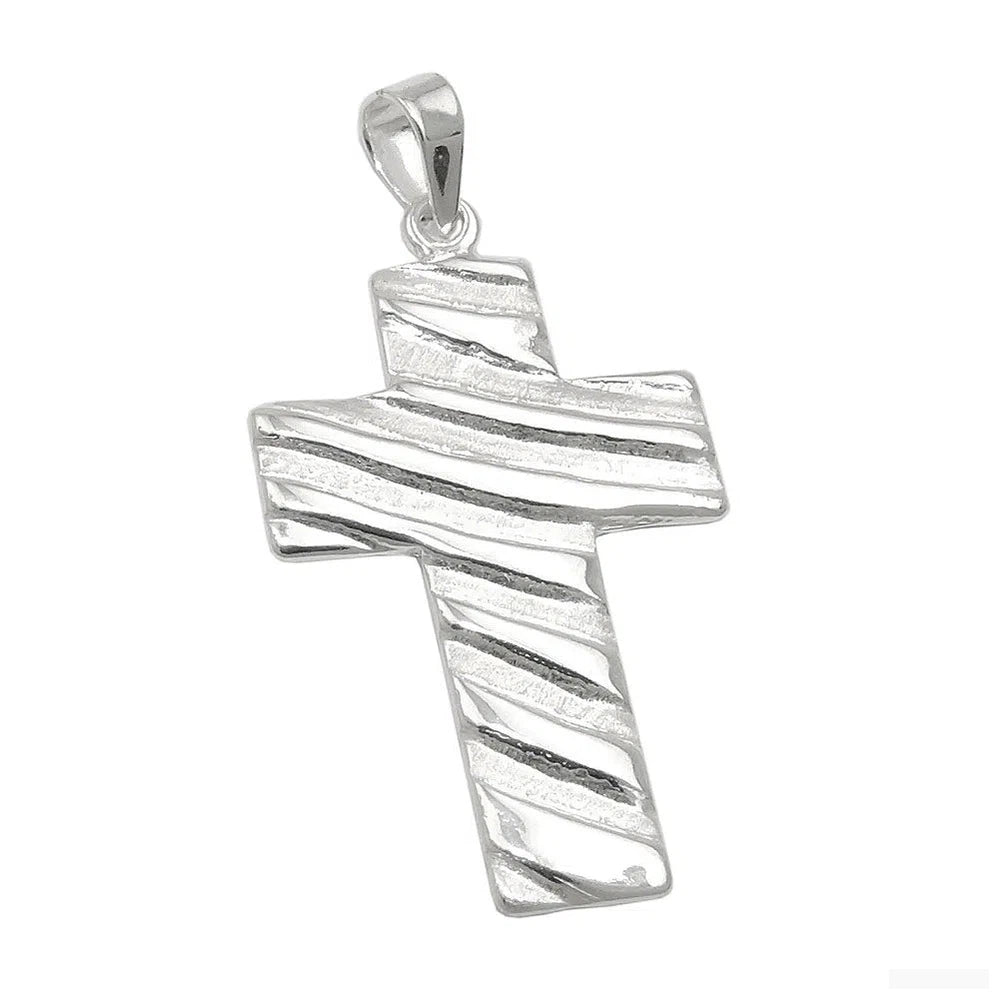 Anhänger 24x16mm Kreuz Wellenmuster matt-glänzend Silber 925-Kreuz-Anhänger Silber-Schmuckhoelle.com