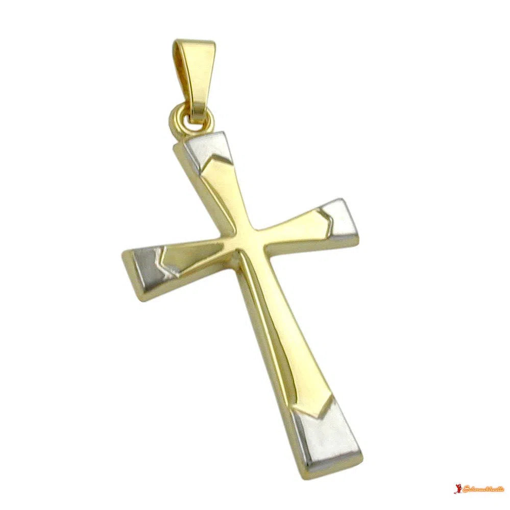 Anhänger 25x16mm Kreuz bicolor 9Kt GOLD-Kreuzanhänger GOLD-Schmuckhoelle.com