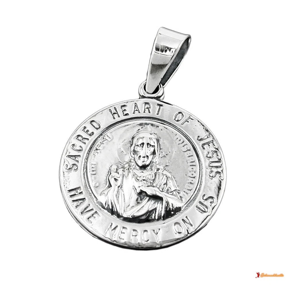 Anhänger 26mm Herz-Jesu-Verehrung dunkel geschwärzt Silber 925-Religiöse Anhänger Silber-Schmuckhoelle.com