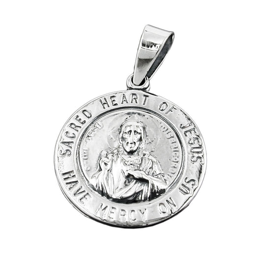 Anhänger 26mm Herz-Jesu-Verehrung dunkel geschwärzt Silber 925-Religiöse Anhänger Silber-Schmuckhoelle.com