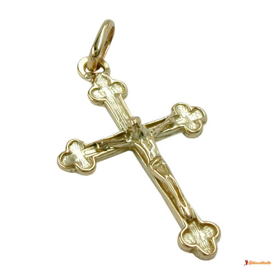 Anhänger 26x17mm Kreuz mit Jesus glänzend 14Kt GOLD-Kreuzanhänger GOLD-Schmuckhoelle.com