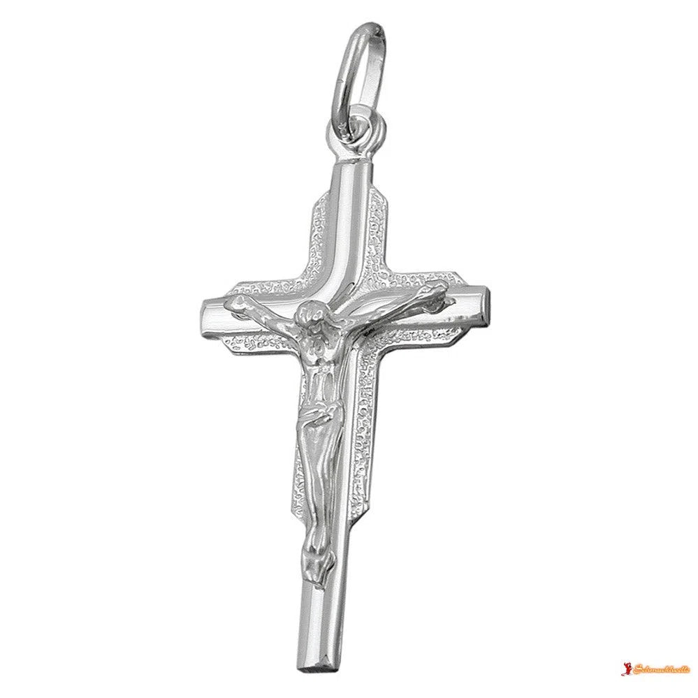 Anhänger 28x16mm Kreuz Jesus glänzend Silber 925-Kreuz-Anhänger Silber-Schmuckhoelle.com