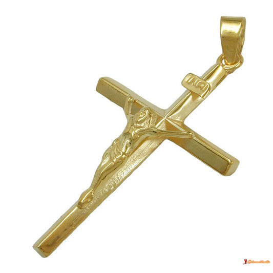 Anhänger 30x18mm Kreuz mit Jesus 9Kt GOLD-Kreuzanhänger GOLD-Schmuckhoelle.com