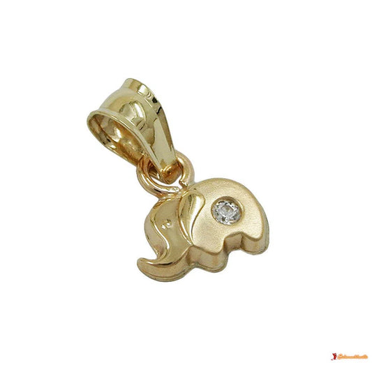 Anhänger 5x7mm kleiner Elefant mit Zirkonia matt-glänzend 9Kt GOLD-Anhänger für Kinder GOLD-Schmuckhoelle.com