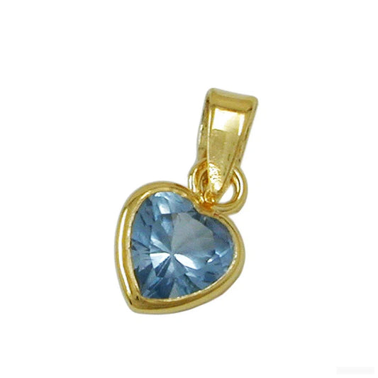 Anhänger 7x7mm Herz synthetischer Aquamarin 9Kt GOLD-Herzanhänger GOLD-Schmuckhoelle.com