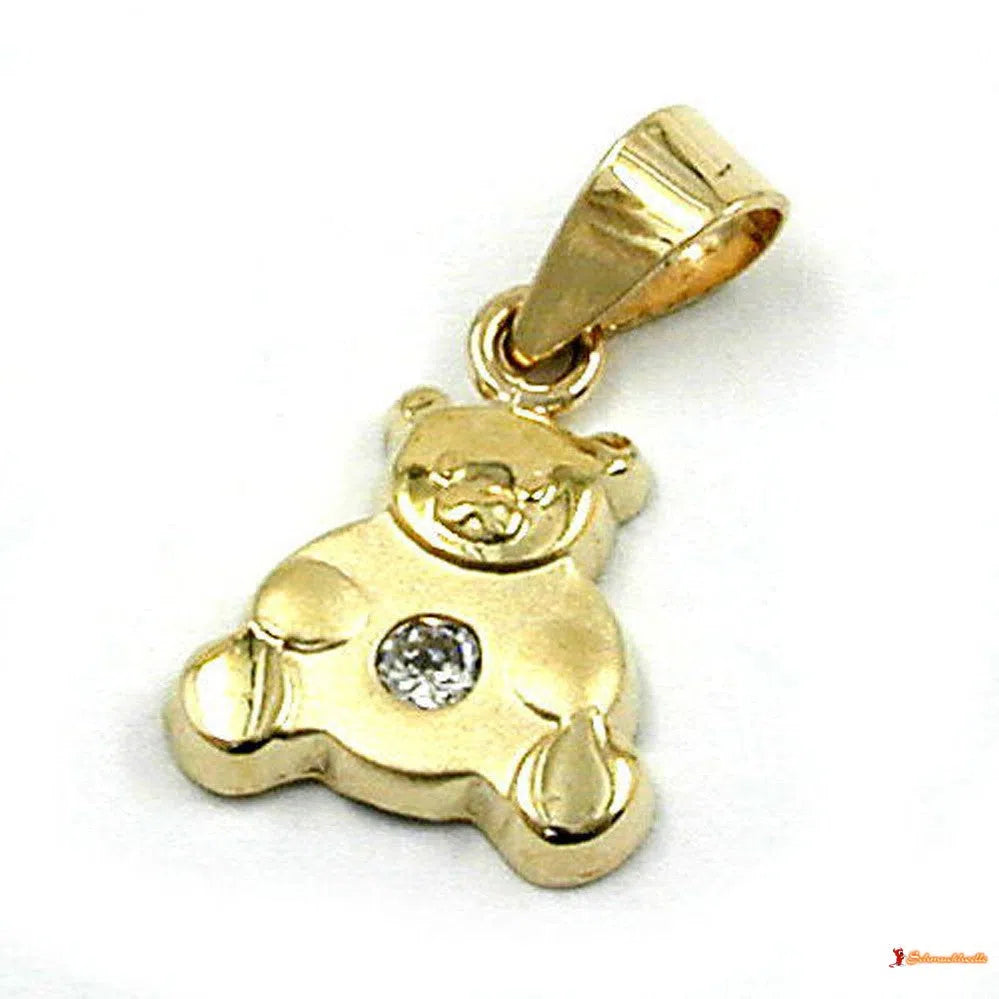 Anhänger Bärchen mit Zirkonia 9Kt GOLD-Anhänger für Kinder GOLD-Schmuckhoelle.com