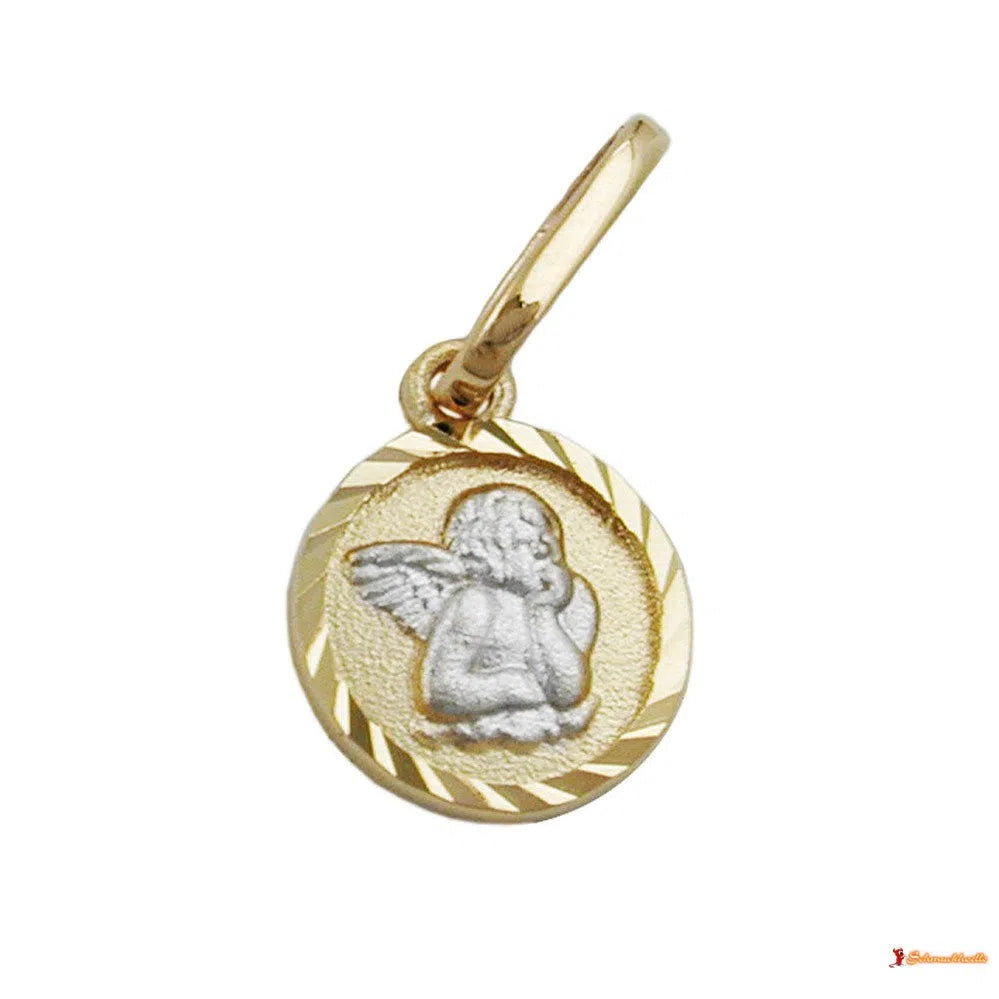 Anhänger Engelmotiv bicolor 9Kt GOLD-Anhänger religiöse Motive GOLD-Schmuckhoelle.com