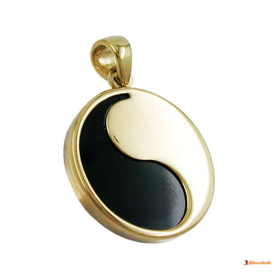 Anhänger Yin Yang 16mm mit Onyx 9Kt GOLD-Anhänger Sonstige GOLD-Schmuckhoelle.com