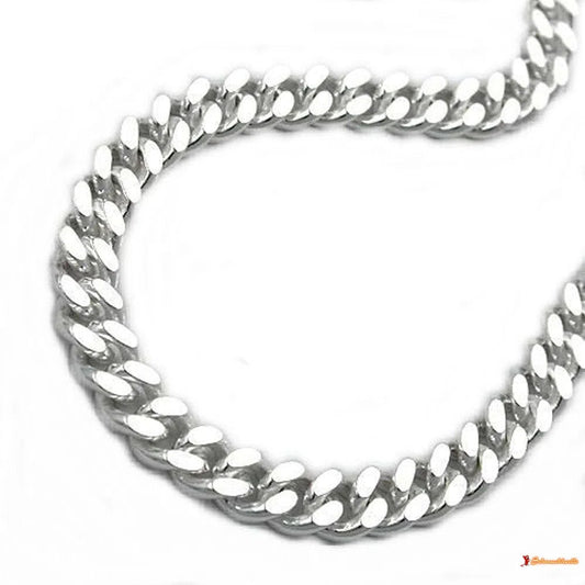 Armband 4mm Flachpanzerkette glänzend 2x diamantiert Silber 925-Armbänder 17-21cm Silber-Schmuckhoelle.com