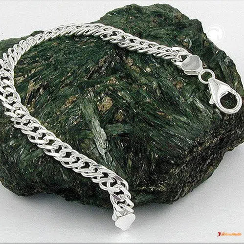 Armband 6mm Zwillingspanzerkette Silber 925-Armbänder 17-21cm Silber-Schmuckhoelle.com