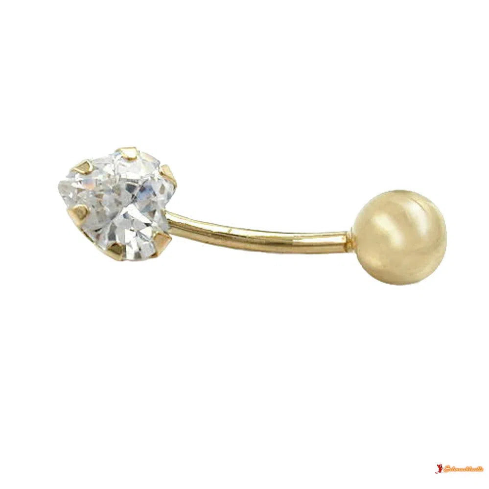 Bauchnabelpiercing Banana 20x6mm Banana Zirkonia-Herz 14Kt GOLD-Bauchnabel-Piercing GOLD-Schmuckhoelle.com