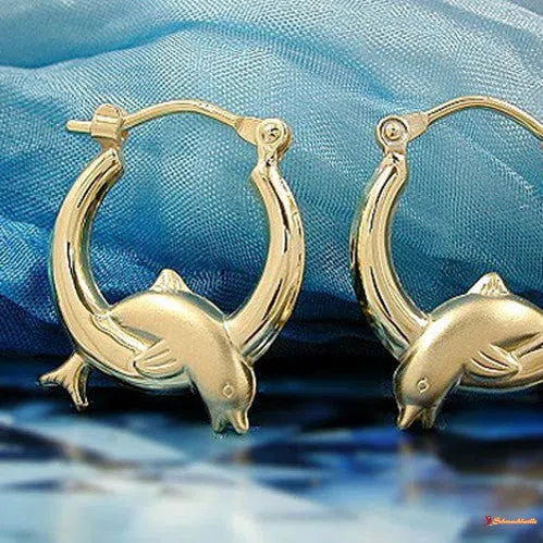 Creole Delfin glänzend-matt 9Kt GOLD-Ohrschmuck für Kinder GOLD-Schmuckhoelle.com