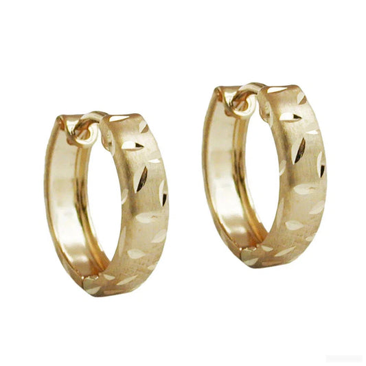 Creole Ohrring 11x3mm Klappscharnier mattiert diamantiert 9Kt GOLD-Creolen mit Klappscharnier GOLD-Schmuckhoelle.com