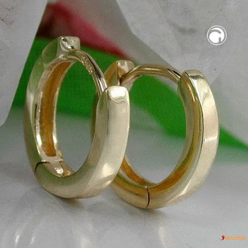 Creole Ohrring 12x2mm Klappscharnier glänzend 9Kt GOLD-Creolen mit Klappscharnier GOLD-Schmuckhoelle.com