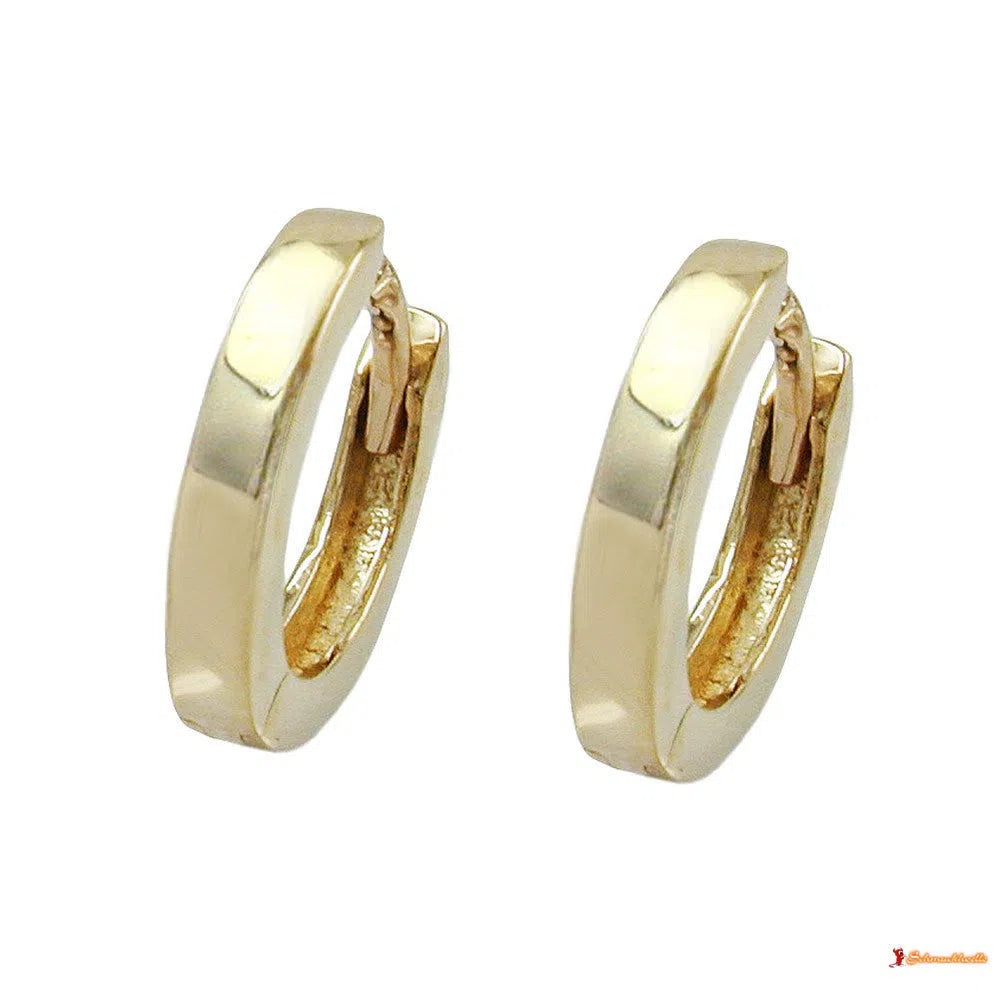 Creole Ohrring 12x2mm Klappscharnier glänzend 9Kt GOLD-Creolen mit Klappscharnier GOLD-Schmuckhoelle.com