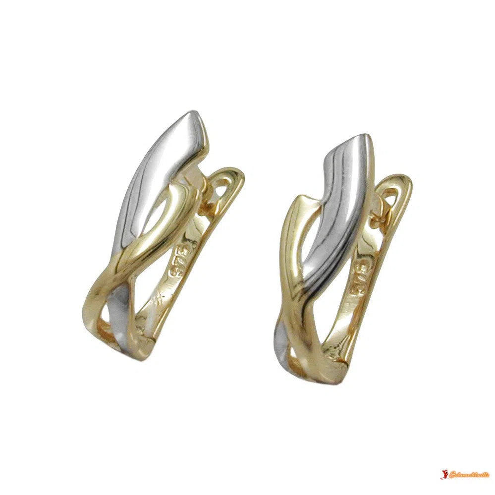 Creole Ohrring 13x4mm Klappscharnier bicolor 9Kt GOLD-Creolen mit Klappscharnier GOLD-Schmuckhoelle.com