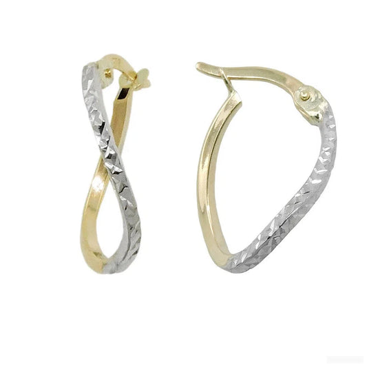 Creole Ohrring 17x12x1mm bicolor rhodiniert diamantiert 9Kt GOLD-Sonstige Creolen GOLD-Schmuckhoelle.com