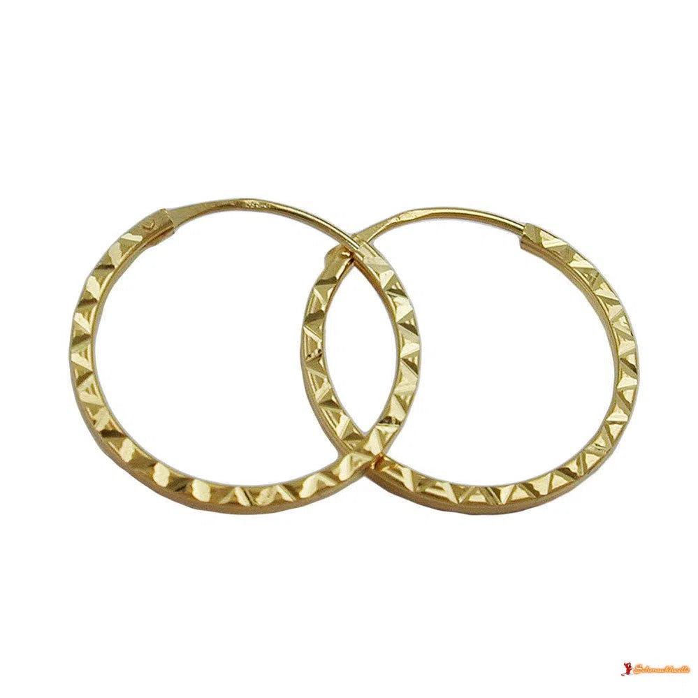 Creole Ohrring 17x1mm Steckverschluss Muster glänzend diamantiert 9Kt GOLD-Sonstige Creolen GOLD-Schmuckhoelle.com