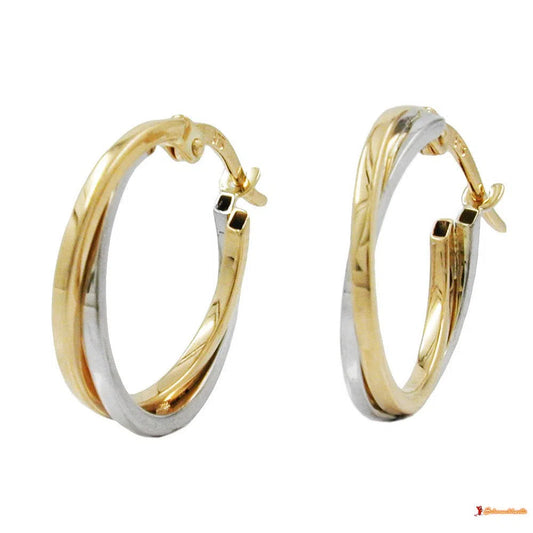 Creole Ohrring 19x2mm bicolor Gelbgold und Weißgold 9Kt GOLD-Sonstige Creolen GOLD-Schmuckhoelle.com